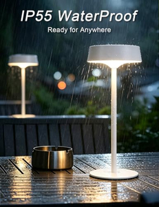 โคมไฟตั้งโต๊ะโซลาร์เซลล์ไร้สายแบบชาร์จไฟได้ 2000mAh ควบคุมด้วยระบบสัมผัส LED เหมาะสำหรับร้านอาหาร โรงแรม ภายนอกอาคาร ขายส่ง สไตล์โมเดิร์น นอร์ดิก ปรับความสว่างได้ - Product Image 2