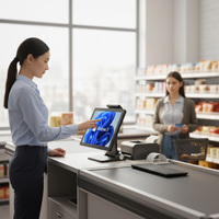 Système de point de vente (PDV) tout-en-un durable pour commerce de détail avec double écran 15 pouces Windows, caisse enregistreuse PDV