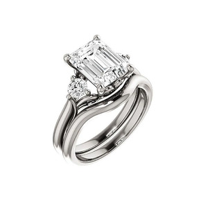 Anillo de compromiso y boda apilable de oro macizo de 10K con diseño de vid retorcida y tres piedras de moissanita para mujer - Product Image 5