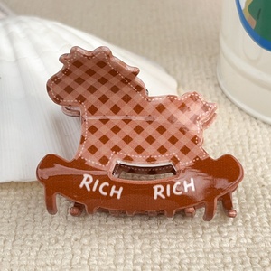 2026 Year New Style Horse PVC Hair Claw Customizable Geometric Hair Accessories Sweet Stripes Hair Clip for Teenagers - Product Image 3