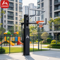 Support de basket-ball en métal encastré, robuste, conforme aux normes FIBA, avec rembourrage de protection contre les chocs pour stades et écoles