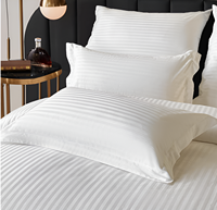 Ensemble de literie en satin à rayures pour hôtel taie d'oreiller en polyester ensemble de housse de couette drap-housse Vente en gros