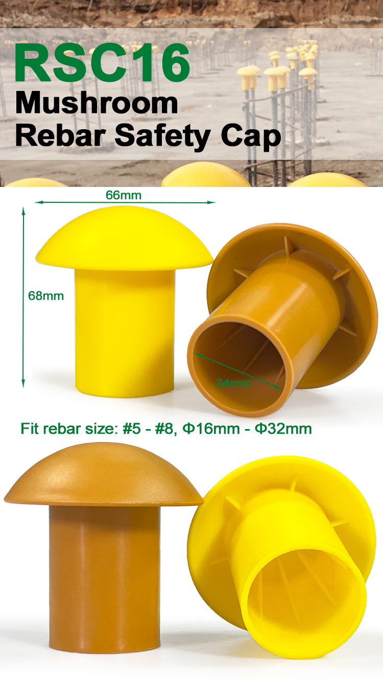Bewehrungskappen 100 Stück – Pilz-Endkappen Aus Kunststoff Für Betonpfähle, Stäbe 0,95–2,5 Cm, Orange