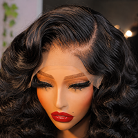 Perruque Lace Frontal Double Drown Bouncy Wave en Cheveux Humains Bruts de Donneur 12A, Lace Frontal HD 13x4, Densité 250%, Cheveux Vietnamiens Non Traités