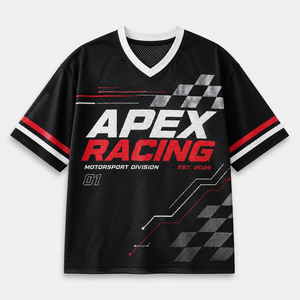 Camiseta de Malla Personalizada para Carreras, Sublimación Completa, Cuello en V, Logotipo y Número Personalizados para Equipos de Motorsport - Product Image 3