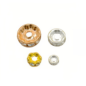 Electroplated Gold Silver Micro Inlaid Diamond <b>Ring</b> Spacers Cubic Zirconia Round Loose Beads DIY Jewelry Accessories - Product Image 5