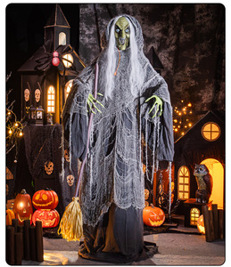 Décoration d'Halloween animée avec capteur de mouvement, sorcière avec lumière LED et son, accessoire effrayant pour <span class=keywords><strong>maison</strong></span> <span class=keywords><strong>hantée</strong></span> - Product Image 2