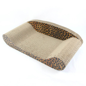 Large Corrugated Cardboard <b>Cat</b> <b>Sofa</b> Leopard Print Scratching Post <b>Cat</b> Toy 60cm x 27.5cm x 13.5cm - Product Image 1