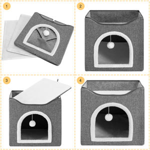 Cama para gatos de interior Diseño plegable con almohadilla para rascar Pelota de juguete Lavable Hideaway Pet Shelter - Product Image 5