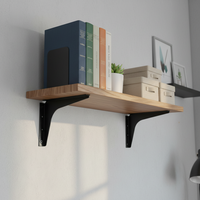 Support mural simple robuste pour étagère, en acier thermolaqué de 3,5 mm d'épaisseur, en forme de L, pour cuisine et garage