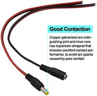 Véritable 18AWG 12V 5A DC Power Pigtail Câble Barrel Plug Connecteur 2.1mm X 5.5mm Mâle Femelle DC Pigtail Connecteurs CCTV
