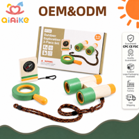 Kit d'exploration en bois pour enfants en gros : Jumelles, Boussole, Loupe – Découverte de la Nature, Jouet STEM Montessori OEM ODM