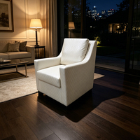 Fauteuil d'appoint moderne et classique pour zone de repos résidentielle, mobilier de villa et d'hôtel, avec structure en bois et revêtement en cuir PU, doté d'un large accoudoir