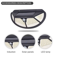 Lampe murale de sécurité extérieure super lumineuse à 102 LED blanc chaud, étanche, avec détecteur de mouvement, solaire, pour jardin, garage, IP65, DC 270