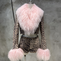 Veste courte pour femme en fourrure de mouton véritable, style léopard, manteau court tendance, fourrure de mouton de Mongolie naturelle et moelleuse