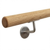 Massives Eichenholz-Geländer 42mm Durchmesser Wandmontiert Rutschfest für Innentreppen (300cm Länge Hergestellt in China)
