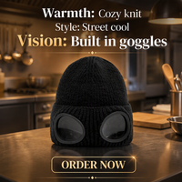 Bonnet de ski épais et doublé polaire pour homme et femme, avec protection anti-vent et anti-UV, style aviateur, en tricot thermique