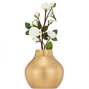 <b>Gold</b> Flower <b>Vase</b> with Rust Resistant Coating Stylish Decorative Metal Pot <b>Vase</b> Compact Design for Modern Home Office Tabletop - Product Image 1