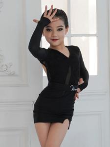 Костюмы для латиноамериканских танцев Venny, с длинными рукавами, без спинки, цельные тренировочные костюмы, униформа для экзаменов по искусству, платья для танцевальных тренировок - Product Image 2