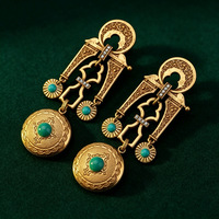 Boucles d'oreilles longues synthétiques à pampilles, en alliage plaqué or 14K, style ethnique, artisanat lourd, vintage et tendance, pour séance photo, ambiance bohème antique