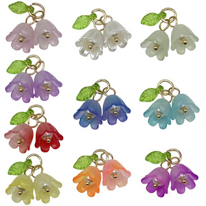 Ciondolo a doppio strato in acrilico placcato oro a forma di giglio e <span class=keywords><strong>campanula</strong></span>, accessorio fai da te per ciondoli per telefono, portachiavi, collane e orecchini - Product Image 5
