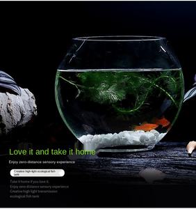 크리 에이 티브 평면 유리 물고기 탱크 데스크탑 타원형 투명 유리 금붕어 탱크 미니 수족관 장식 Fishbowl 액세서리 - Product Image 3