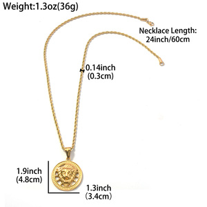 Collar con Colgante Circular Personalizado Chapado en Oro de 18K, Juego de Joyería de Acero Inoxidable 316L con Forma de Animal para Niños - Product Image 6