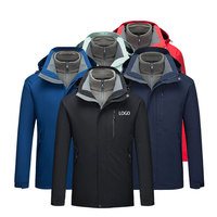 Ventes en gros de vestes d'hiver personnalisées à fermeture éclair trois en un, uniformes, ensembles deux pièces épais pour hommes, vêtements de randonnée en plein air, vêtements de travail, vestes coupe-vent