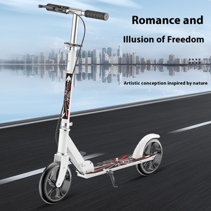 Trottinette pliable urbaine pour adultes à deux roues avec grande roue plate en PU et frein à main pour un transport pratique - Product Image 2
