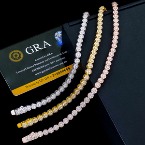 Fashion Jewelry 925 Sterling Silver Fully Bling Flowers Shape Iced Out Diamond 5mm Moissanite Tennis Bracelet 18K Gold Plated - Product Image 3