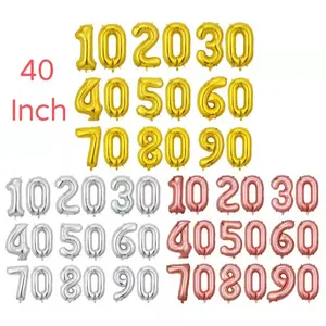ลูกโป่งฮีเลียมขนาด40นิ้ว,ชุดลูกโป่งตัวเลขฟอยล์ขนาดใหญ่จำนวน30ชิ้นสำหรับตกแต่งงานเลี้ยงสุขสันต์วันเกิด