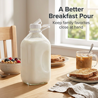 Bouteilles en verre personnalisées en gros – Bouteilles de lait transparentes de 500 ml, 1 L, 1500 ml, 2 L avec couvercle à clip pour boisson