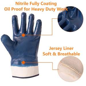 للبيع بالجملة قفازات حماية مقاومة للزيت الكيميائي الثقيلة مطلية بالكامل من النتريل قفازات سلامة الكفة قفازات العمل - Product Image 3