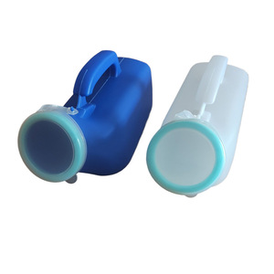 Urinario portátil para adultos con tapa, urinario de pie de plástico azul y blanco para personas mayores y niños, uso nocturno - Product Image 1