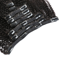 Extensions de cheveux Afro crépus bouclés à Clip 4C, Extensions de cheveux indiens crus vierges du Vietnam 100%