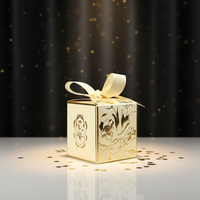 Stilvolle Beige Goldfolie Tulpen-Geschenkbox mit Band für Hochzeitsgeschenke Feiertagsgeschenke Süßigkeiten Hochwertige Dekorative Verpackung
