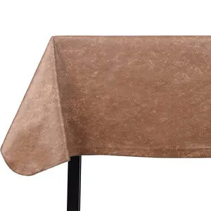 矩形实心棕色印花风格防水防油家用环保法兰绒桌布桌罩