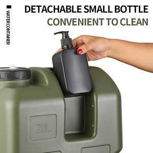 Seau à eau portable en matériau PE 20L avec petite bouteille et robinet, adapté au camping en plein air et aux visites autonomes 5,3 gal - Product Image 6