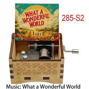 Boîte à musique en bois vintage Sankyo Mechanism, quel monde merveilleux, souvenir spécial et mignon pour les amis, la famille, cadeaux de Noël - Product Image 4