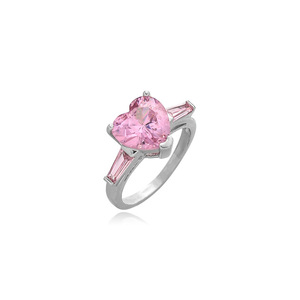 Bague <span class=keywords><strong>d</strong></span>'<span class=keywords><strong>amour</strong></span> rose Song Yanfei, en forme de cœur, entièrement sertie de diamants en zircon, douce, princesse, ouverte, pour l'index - Product Image 5