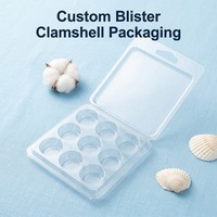 Emballage en blister PET écologique personnalisé, boîte d'emballage en forme de coquille pour la cire fondue, les appâts de pêche, les quincailleries