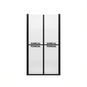 Puerta de Ducha Semi-Transparente de 34.6-35.8 X 74.8, Vidrio Templado Deslizante, Marco Negro, Rectangular Minimalista de 6mm - Product Image 1