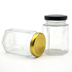ขวดแก้วทรงหกเหลี่ยมสำหรับบรรจุแยม ซอสพริก ผักดอง ถั่ว พร้อมฝาเกลียวและสติกเกอร์ ขายส่ง - Product Image 4