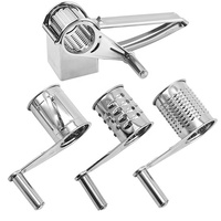 Râpe à fromage rotative manuelle en acier inoxydable 3-en-1, ensemble d'ustensiles de cuisine multifonctionnels pour la fondue au chocolat et l'usage domestique