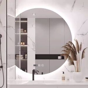 Specchio da bagno per trucco intelligente personalizzato con luce a LED moderno a mezza luna da parete decorativo specchio da soggiorno camera da letto Touch Screen - Product Image 4