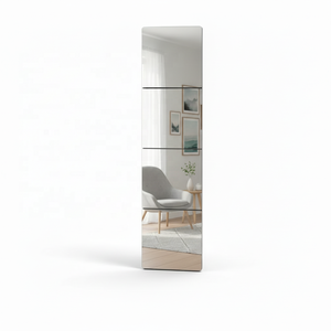 DIY Modern Acrylic Mirror <b>Tiles</b> Set 4pcs 20x20cm Square <b>Wall</b> Mirror <b>Stickers</b> Unbreakable Frameless Panels Eco-Friendly Home - Product Image 1