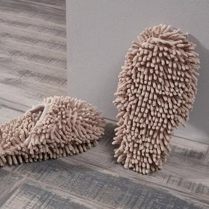 Pantuflas de microfibra de chenilla para mujer, ligeras, de doble capa, cuadradas, para interiores, suaves, lavables, para limpieza del baño. - Product Image 1