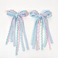 Lot de 2 pinces à cheveux longues en dentelle texturée cerise, nœuds pour cheveux du 4 juillet, accessoires pour filles, vente chaude