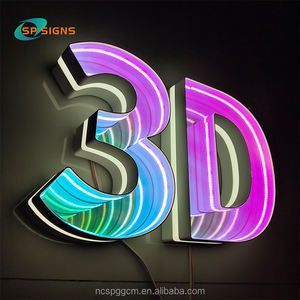 SP กระจกอินฟินิตี้กำหนดได้เอง3D ตัวอักษรป้ายสัญลักษณ์นีออนที่สะดุดตาตัวอักษร LED ช่อง LED บาร์คลับสัญลักษณ์ทางธุรกิจกลางแจ้งนำตัวอักษร - Product Image 1