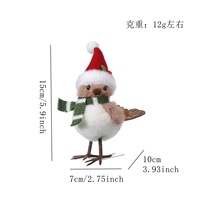 Nouveau produit transfrontalier : Oiseau de Noël en peluche et mousse, décoration de Noël, oiseau en peluche, décoration de table, décoration de fenêtre